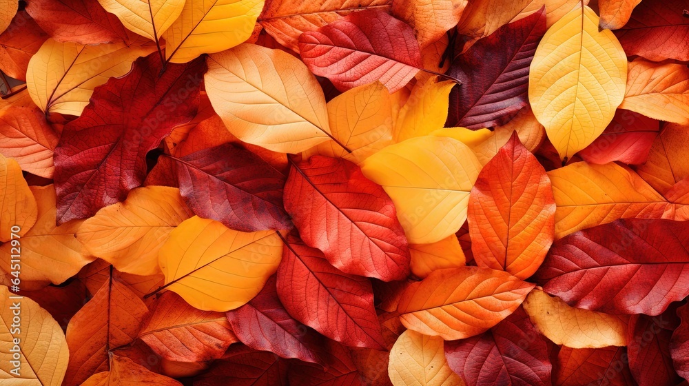 Autumn colorful leaves background, generative ai