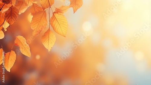 Blurred Autumn background with yellow leaves background  generative ai