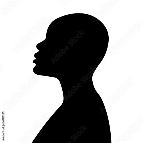 Silhouette of a dark-skinned woman.Vector icon.