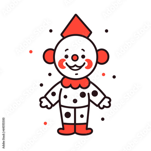 Clown vector icon in minimalistic, black and red line work, japan web photo