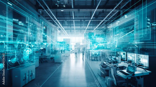 Inside an Industry 4.0 Smart Factory: A Glimpse into the Futuristic World of Advanced Automation, Machinery, Robotics, and Interconnected Systems and Engineering Excellence. Generative AI