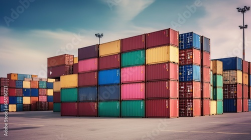 Container box of cargo ship transport