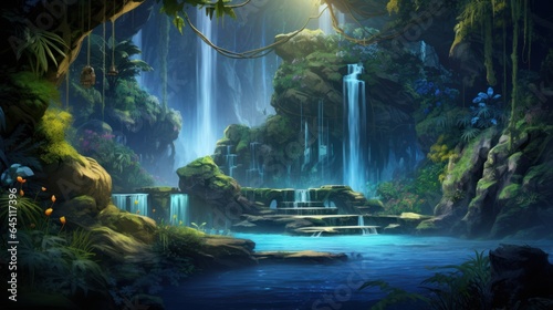 Enchanted Waterfall Grotto Game Art