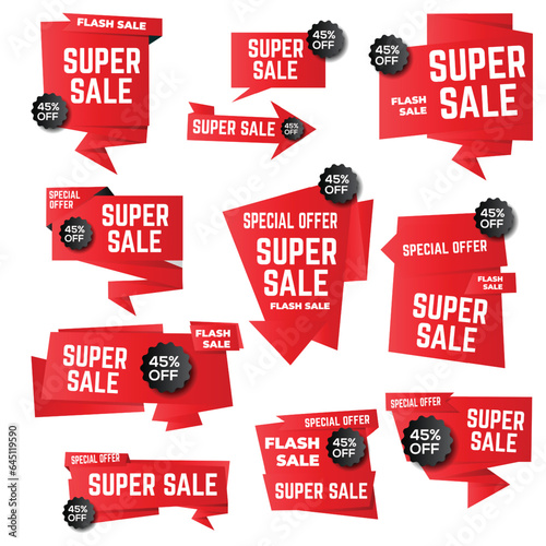super Sale stickers and tags colorful collection vector illustration 