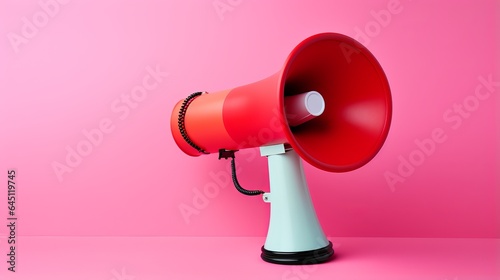 Megaphone on a pink background. Generative AI © BraveSpirit