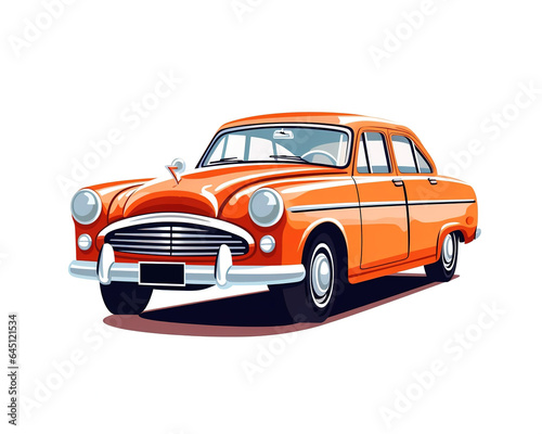 Retro car isolated on white background. Illustration in cartoon style.
