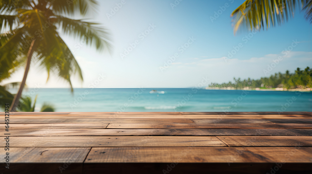 Wooden boardwalk with a backdrop of the vast ocean seascape.