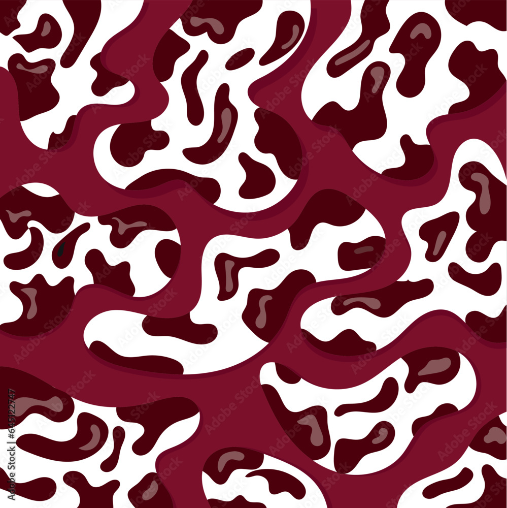animal pattern of white and red spots, similar to the skin of a zebra, on a dark red background, vector illustration
