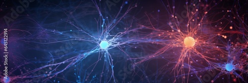 Neuron cells with abstract background. Generative AI