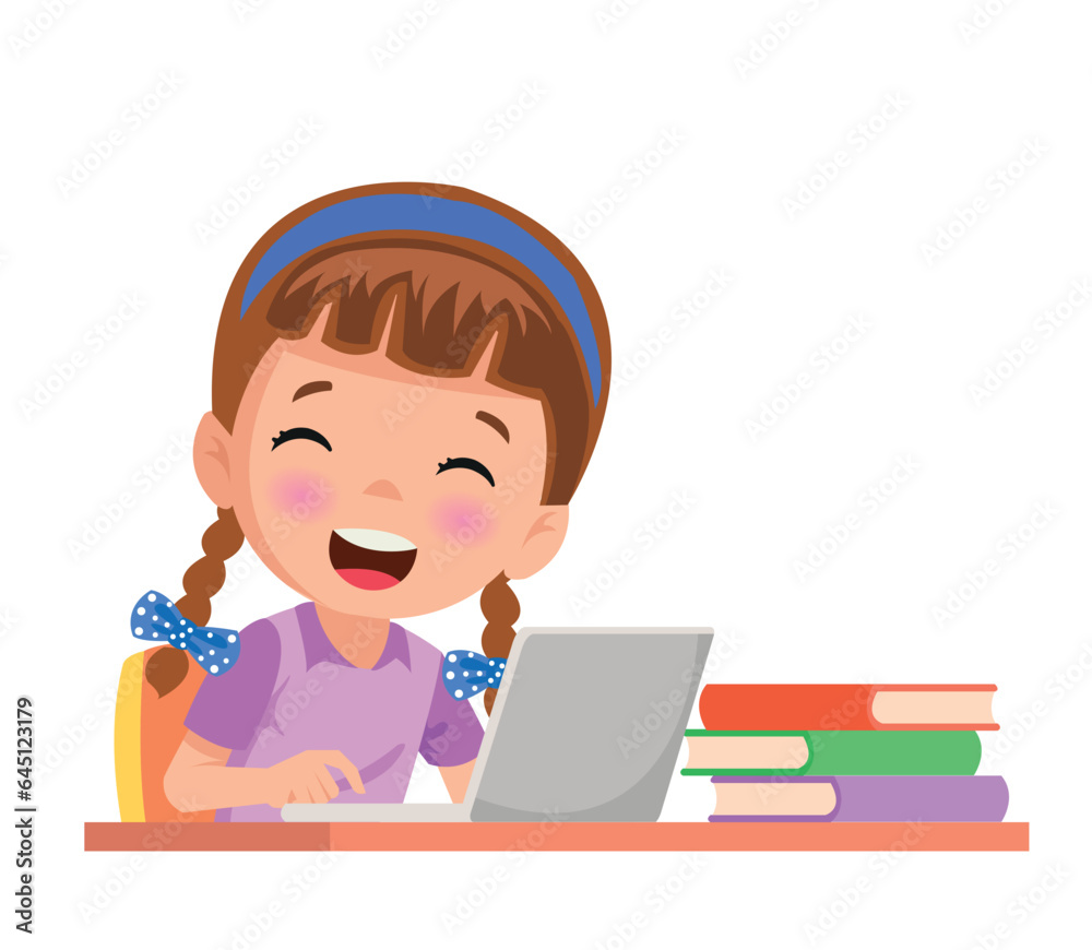 cute little kid use computer to study internet cute little kid use computer to study internet