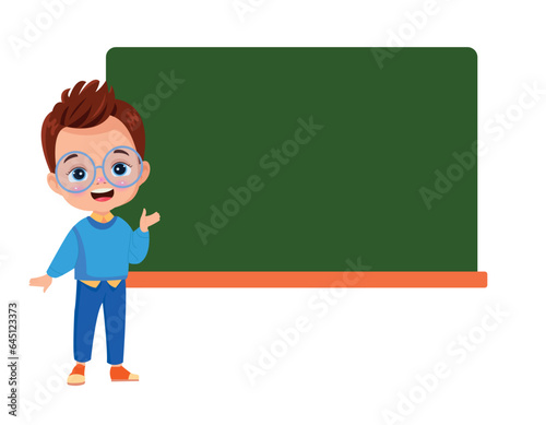 Funny Children With Empty Blackboard