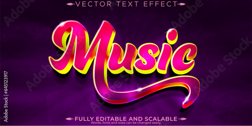 Music club text effect, editable party and disco text style