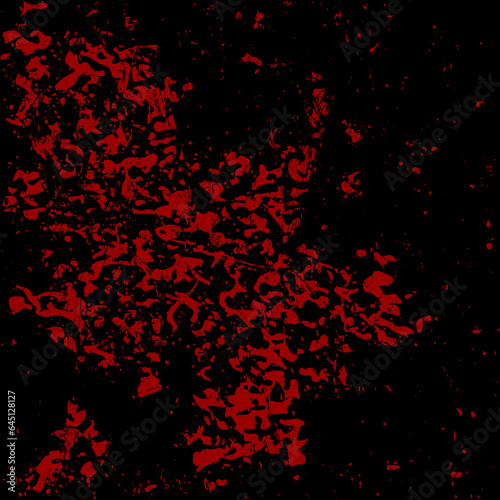 Red and black grunge urban backdrop. Modern texture of spots, stains, ink, dots, scratches. Damaged artwork. Distressed dirty artistic urban design element for web, print, template, weird backdrop