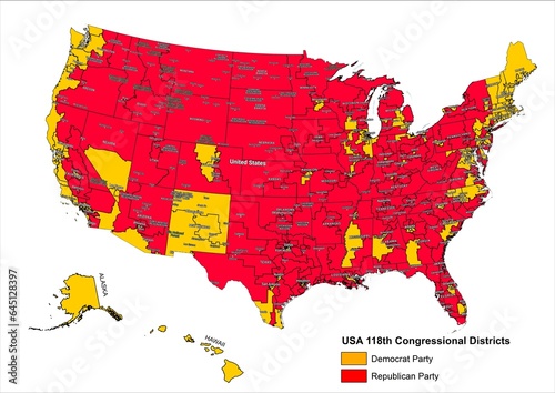 United States of America 118th Congressional Districts Map photo