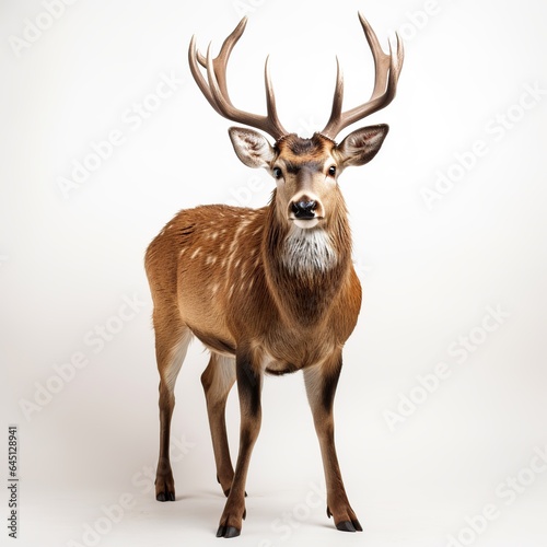 Cute deer wildlife animal white background AI generated image © yusufadi