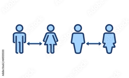 Social distancing vector. social distance sign and symbol. self quarantine sign
