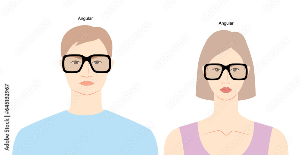 Angular frame glasses on women and men flat character fashion accessory illustration. Sunglass unisex silhouette style, rim spectacles eyeglasses with lens sketch outline isolated on white background Angular frame glasses on women and men flat character fashion accessory illustration. Sunglass unisex silhouette style, rim spectacles eyeglasses with lens sketch outline isolated on white background