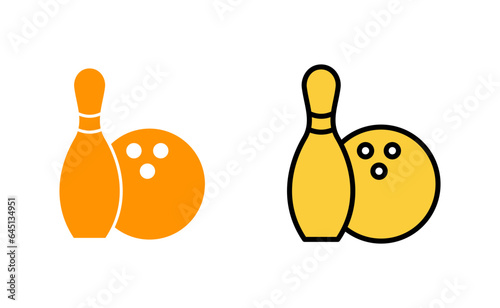 Bowling icon set for web and mobile app. bowling ball and pin sign and symbol.