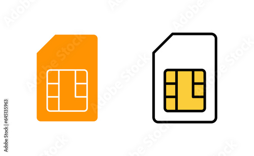 Sim card icon set for web and mobile app. dual sim card sign and symbol