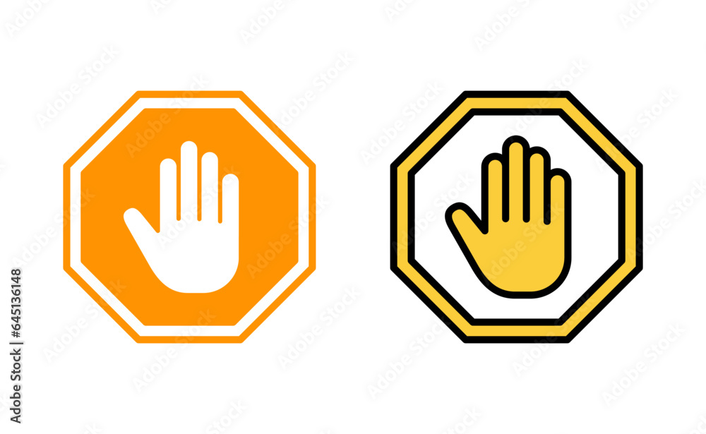 Fototapeta premium Stop icon set for web and mobile app. stop road sign. hand stop sign and symbol. Do not enter stop red sign with hand