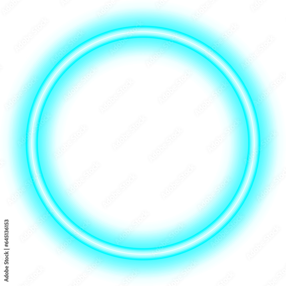 blue neon round frame border