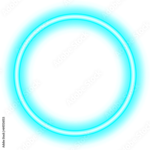 blue neon round frame border