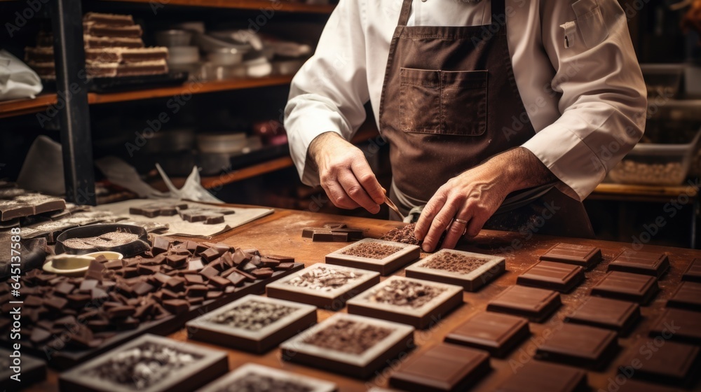 chocolatier crafting artisanal chocolates generative ai - obrazy, fototapety, plakaty 