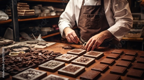 chocolatier crafting artisanal chocolates generative ai photo