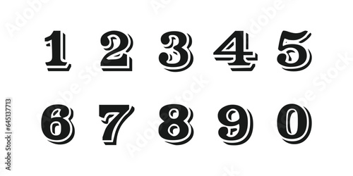 Number font. Font of numbers in classical style with contemporary geometric design. Beautiful elegant numerals. Vintage and old school retro typographic. Vector Illustration