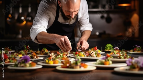 fine dining chef plating a multi-course tasting menu generative ai