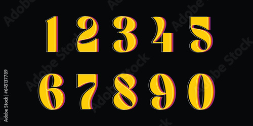 Number font. Font of numbers in classical style with contemporary geometric design. Beautiful elegant numerals. Vintage and old school retro typographic. Vector Illustration