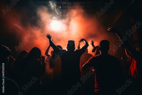 People dancing in a club on a techno party.
