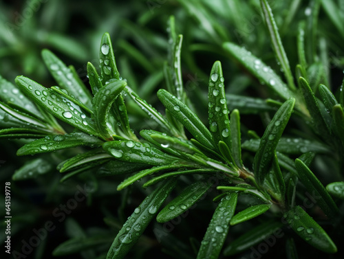 Macro Close-Up of Fresh Sprigs of Rosemary
