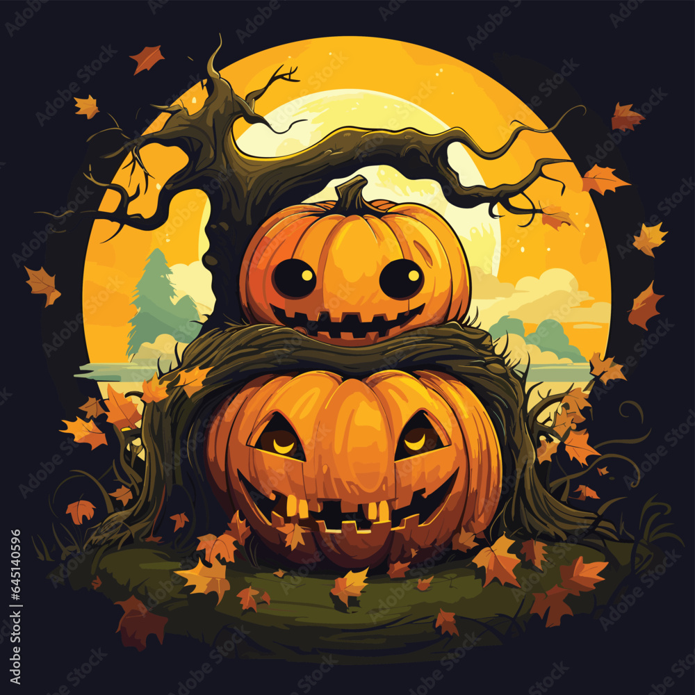 halloween background with pumpkin and bats halloween background with pumpkin and bats