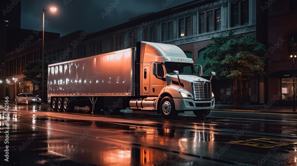 photograph of a modern commercial delivery truck Generative AI