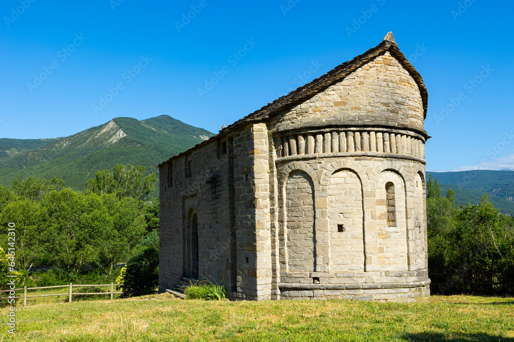 San Juan de Busa romanesque church. Biescas municipality, Serrablo, Huesca province, Aragon, Spain