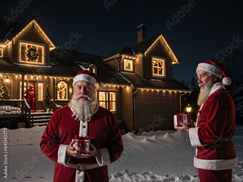 santa claus with their christmas presents