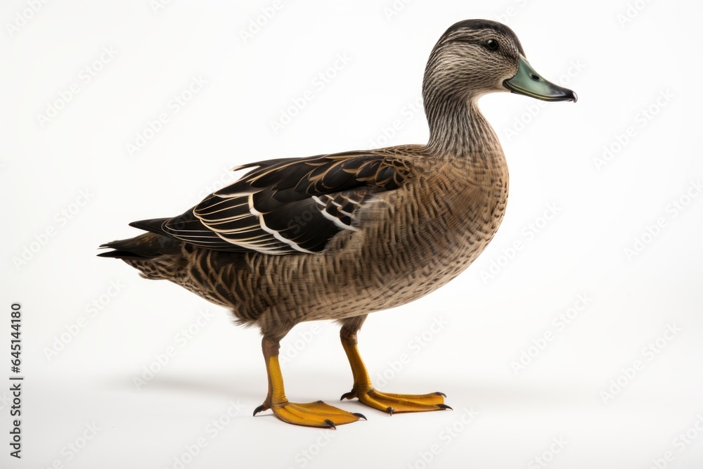 Close-up studio portrait of a bird American Black Duck Anas rubripes. Blank for design Close-up studio portrait of a bird American Black Duck Anas rubripes. Blank for design