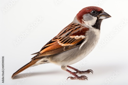 Close-up studio portrait of the bird House Sparrow Passer domesticus. Blank for design