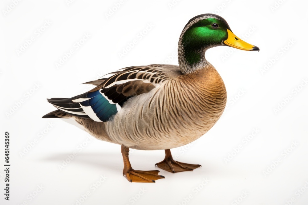 Close-up studio portrait of a bird Mallard Anas platyrhynchos. Blank for design Close-up studio portrait of a bird Mallard Anas platyrhynchos. Blank for design