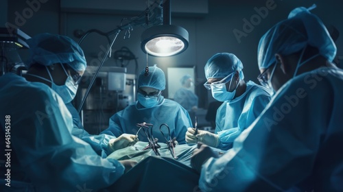 Professional doctor medical with teamwork performing surgical operation patient in hospital.