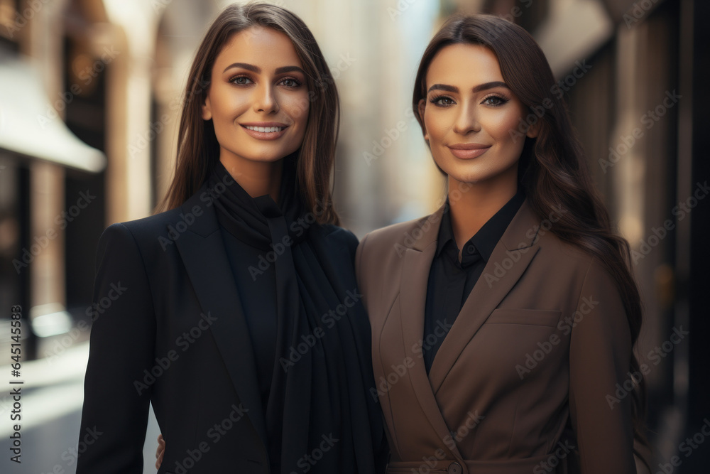 Two women. Business concept. Portrait of successful people with selective focus Two women. Business concept. Portrait of successful people with selective focus