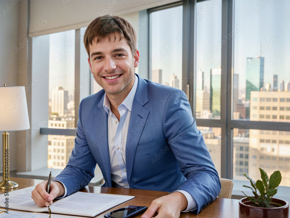 portrait of a smiling businessman sitting in office portrait of a smiling businessman sitting in office
