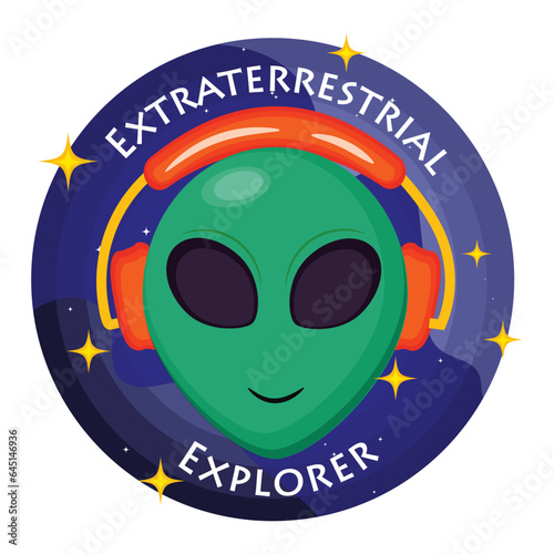 extraterrestrial explorer alien wearing hadphone vector