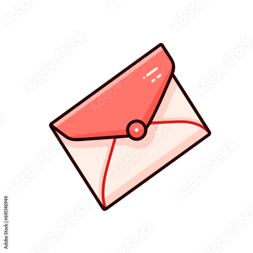 Open envelope vector icon in minimalistic, black and red line work, japan web