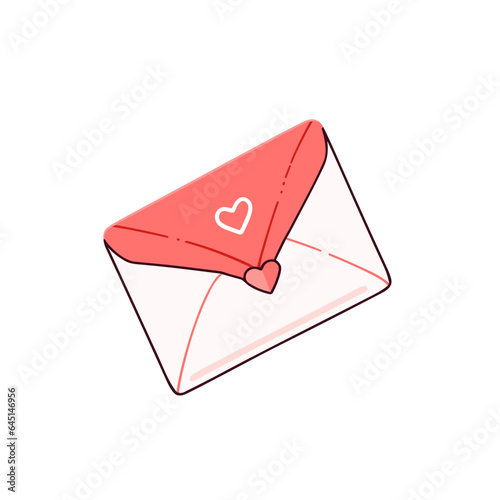 Open envelope vector icon in minimalistic, black and red line work, japan web