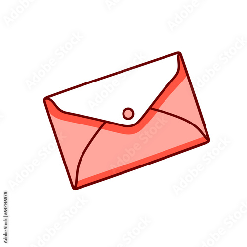 Open envelope vector icon in minimalistic, black and red line work, japan web