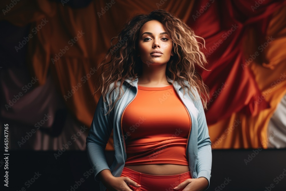 Sporty woman wearing sporty clothes posing to the camera Sporty woman wearing sporty clothes posing to the camera