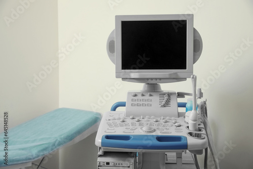 Ultrasound machine and examination table in hospital