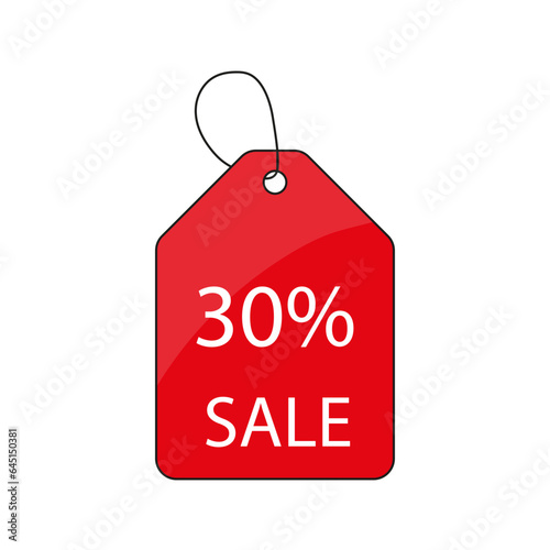Price tag. Discount promotion. Sale 30 percent label. Vector illustration. EPS 10.